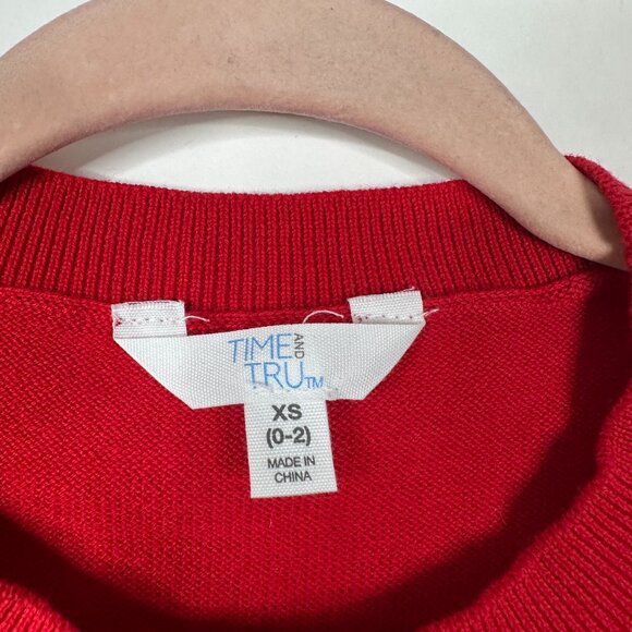 2/$30 Time and Tru Long Sleeve Pullover Talking Sweaters Red XS #A0368 TRB2 - Picture 8 of 11